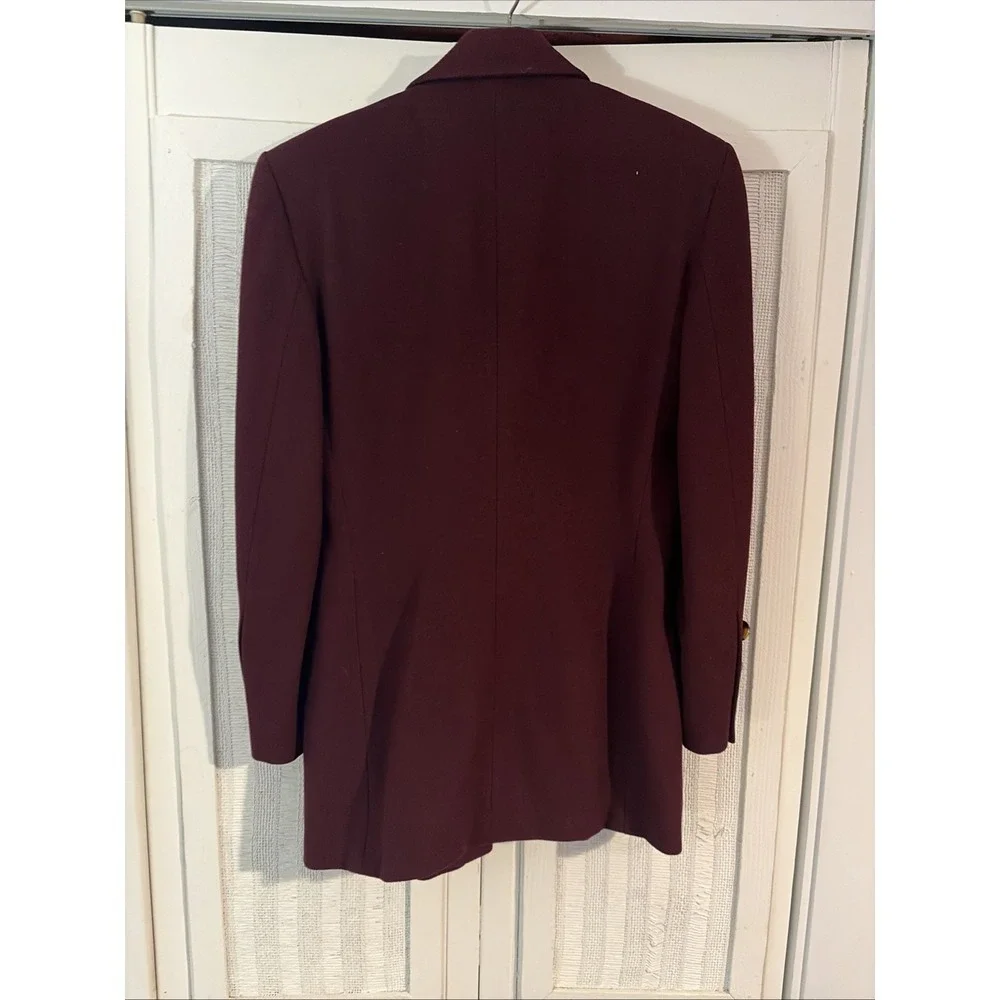 Vintage Escada Margaretha Ley Burgundy Wool Blazer Gold Buttons EU 34 US 2